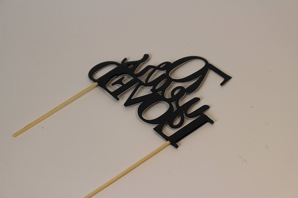 All About Details Black 70-Years-Loved Cake Topper