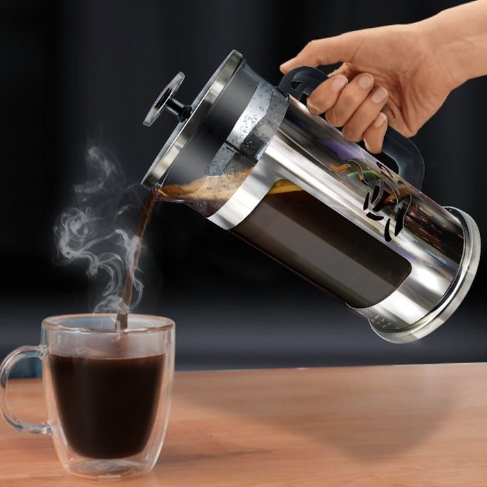Ultimate Kitchen&trade; &ndash; French Coffee Press &ndash; 1L (4 cups) Stainless Steel Coffee, Tea & Espresso Maker &ndash; Chrome Finish... N5