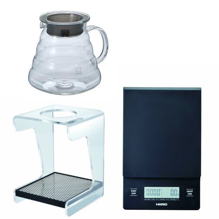 Hario V60 Series Drip Station, Scale and Glass Kettle All Sold Together