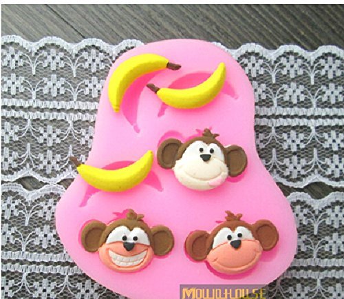 Anyana Monkey Bananas Silicone Fondant Mold Cake Decorating Pastry Gum Pastry Tool Kitchen Tool Sugarpaste Baking...