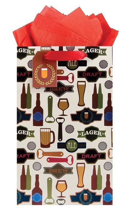 The Gift Wrap Company Pillar Gift Bags (Set of 6), All That Ales You, Multicolor N2