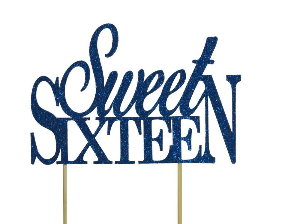 All About Details Blue Sweet-sixteen Cake Topper N2