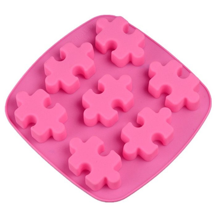 M&F Christmas Silicone 7 Hole Puzzles Shape Cookies Cake Chocolate Jelly Bakeware(Pink)