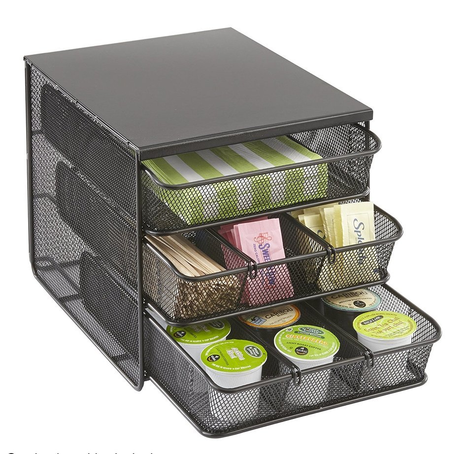 Safco Products 3274BL Onyx Mesh Hospitality Organizer, 1 Drawer, Black N2
