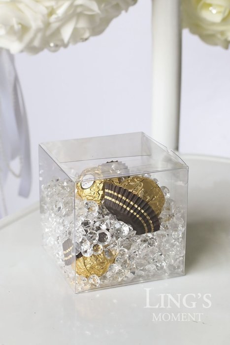 Ling's moment 3x3x3 Inch Clear Favor Boxes for Wedding Party Shower Gift Favor, Pack of 50 N6