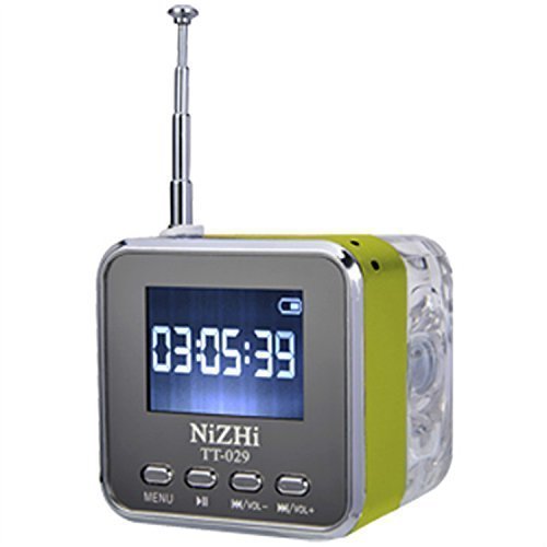 Haoponer Portable Digital Mini Speaker USB TF Card Mp3 Player FM Radio Colorful LED Screen Alarm Clock T029 Green
