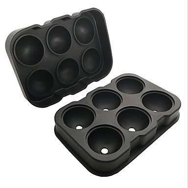 Sher 6 Ice Ball Mold Maker Silicone Mold Leak Proof Secure Closure Silicone Ice Tray , white N3