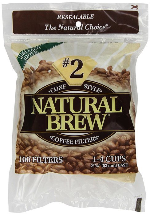 Natural Brew #2 Cone Coffee Filters, Natural Brown Paper, 100-Count Bags (Pack of 8)