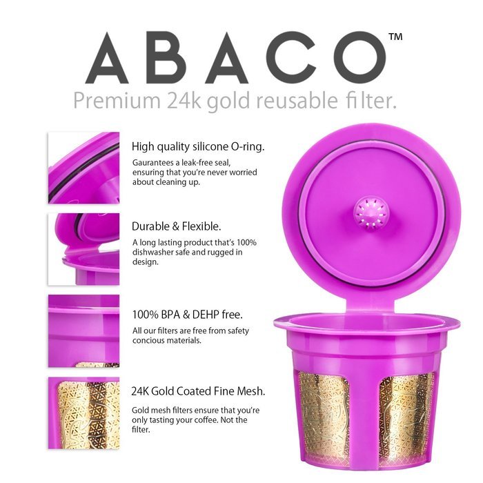 ABACO 24K Gold Reusable K-Cup Coffee Filter(Single Cup) for Keurig 1.0/2.0 Series Brewers N9