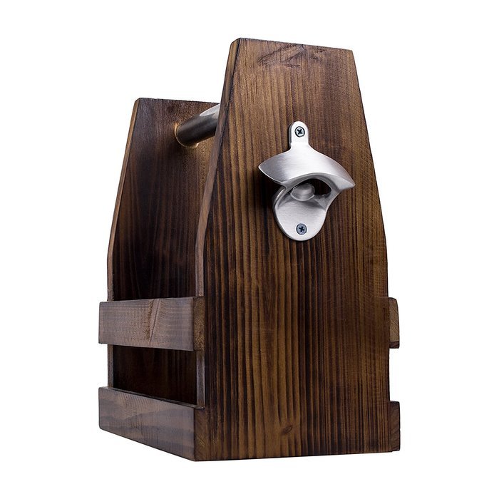 Cathy's Concepts Personalized Rustic Craft Beer Carrier with Bottle Opener, Letter S N26