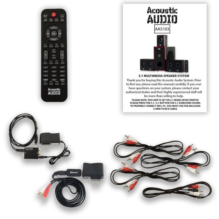 Acoustic Audio AA5103 800W 5.1 Home Theater Speaker System with Bluetooth and Optical Input AA5103BD