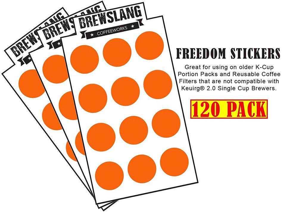 K-cup 2.0 Freedom Stickers for Keurig 2.0 K400, K450 and K460 Single Brewers - 120 Pack by Brewslang (120count) N2
