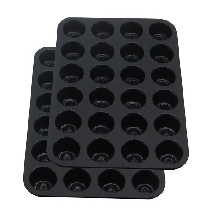 2 Pack - Mini Muffin Pan, 24 Cups Silicone Baking Tray by Suntake(Red) N9