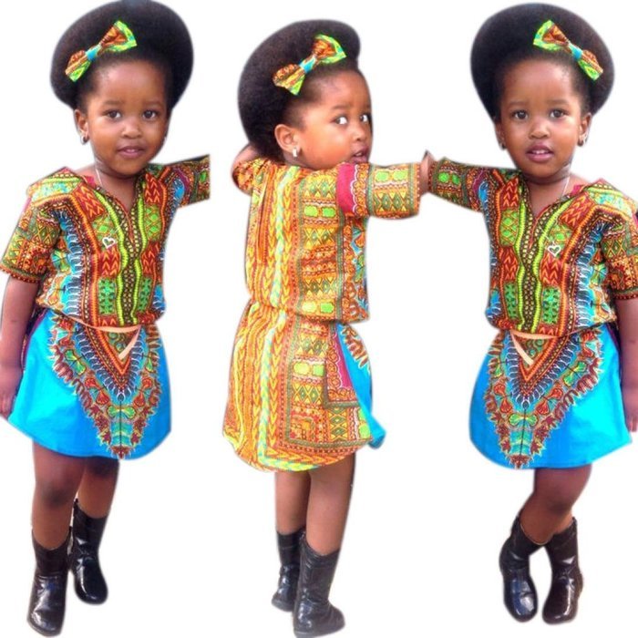 Romper Jumpsuit Dress ,BeautyVan Girls Kids Short Sleeve Clothes Africa Print Tops T-Shirt Dress (110, A) N5