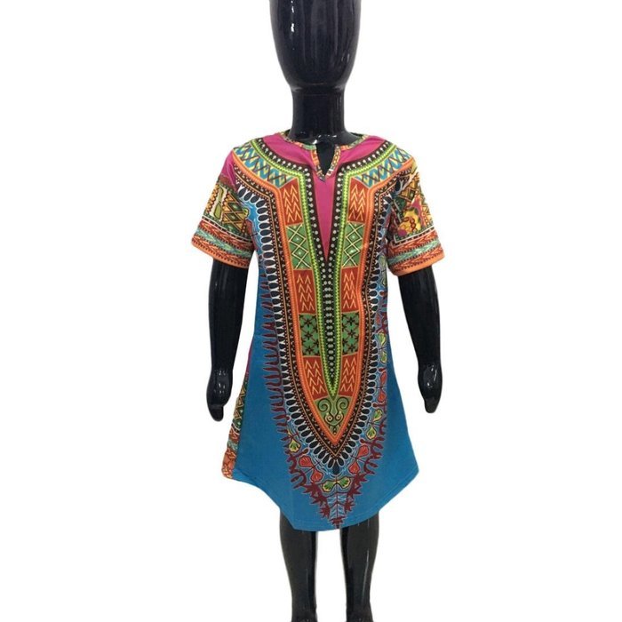Romper Jumpsuit Dress ,BeautyVan Girls Kids Short Sleeve Clothes Africa Print Tops T-Shirt Dress (110, A) N6