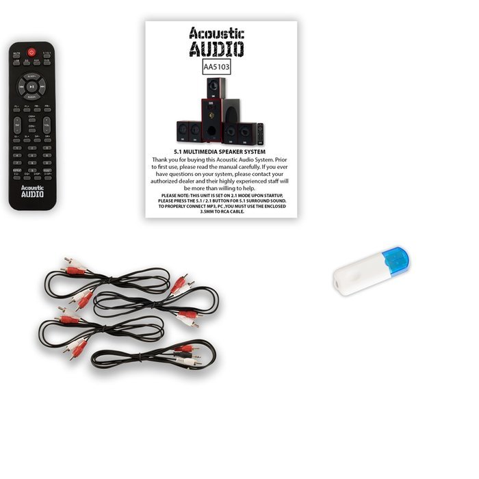 Acoustic Audio AA5103 Home Theater 5.1 Speaker System with USB Bluetooth Surround Sound