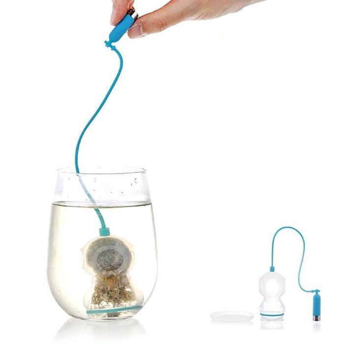 Silicone Diver Deep Tea Leaf Herbal Spice Strainer Filter Infuser Diffuser Bag-Light Blue