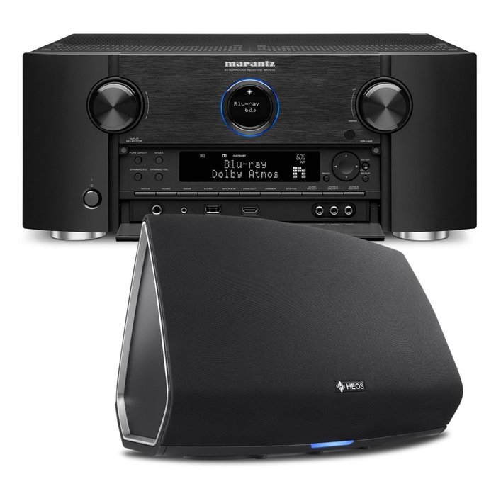 Marantz SR7011 9.2 Channel Full 4K Ultra HD AV Surround Receiver with Bluetooth and Wi-Fi with Denon HEOS 5 Four-Driver... N5