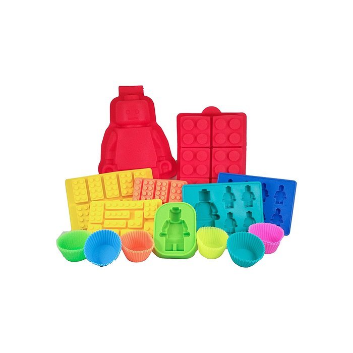 Large + Small Silicone Minifigure, Brick & Cupcake Baking Molds for Jello, Gummy Candy & Ice Cubes For Lego Lovers...