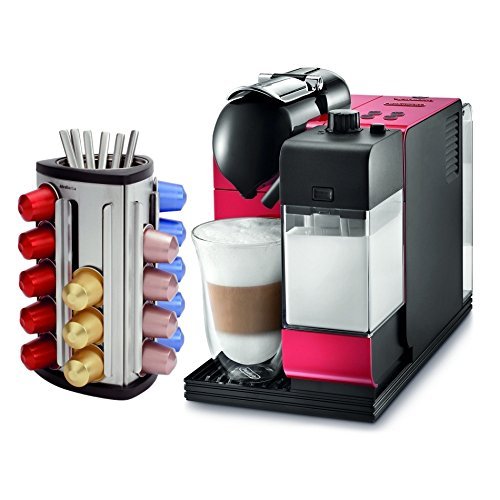 DeLonghi Lattissima Plus EN520R Red Nespresso Capsule Espresso and Cappuccino Machine with Bonus 30 Capsule Carousel