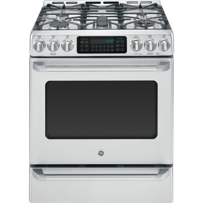 GE C2S985SETSS Cafe 30" Stainless Steel Dual Fuel Sealed Burner Range - Convection