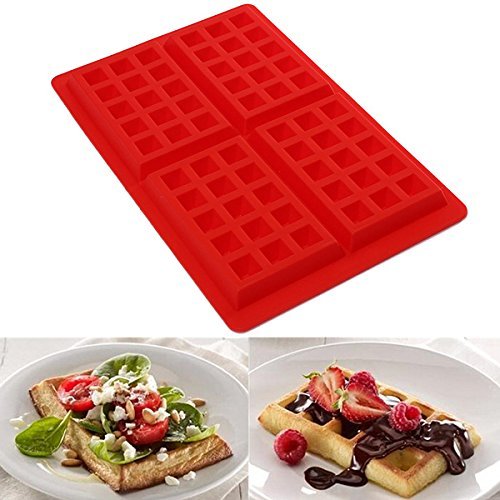 4-Cavity Mini Waffles Cake Chocolate Pan Silicone DIY Tray Mold Mould N3
