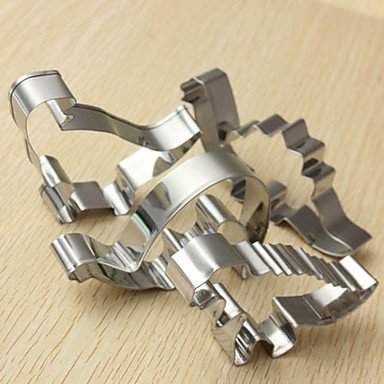 Sher Stainless Steel Dinosaur Cookie Cutter Mold Cake Fondant Biscuit Baking Mould,Set of 4