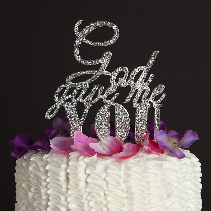 God Gave Me You Wedding Cake Topper, Silver Religious Christian Party Decoration N3
