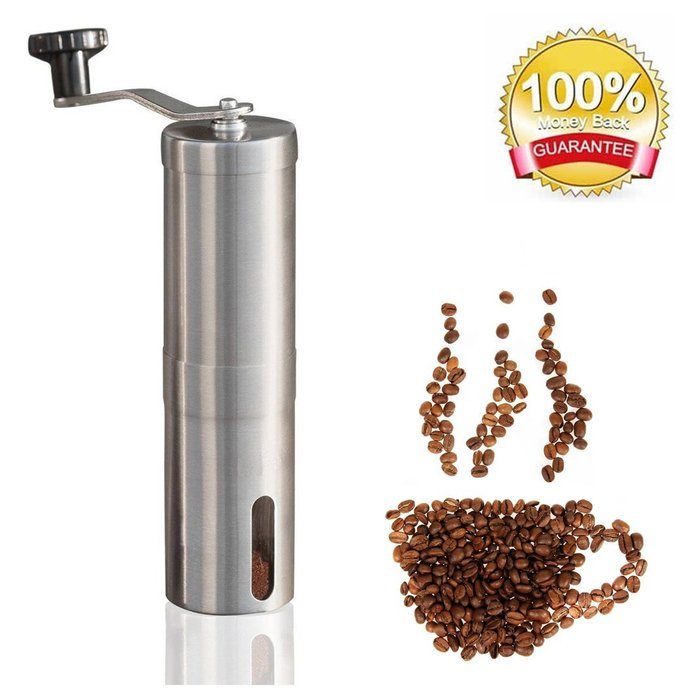 Bedrocker&reg; High Quality Manual Coffee Grinder , Portable Hand Coffee Mill - Adjustable, Portable, Stainless Steel. N3