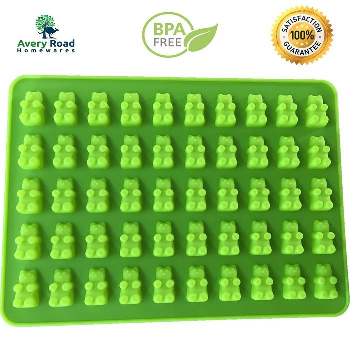 Premium Gummy Bear Mold - 2 PACK - BONUS DROPPER - 100 Bears on Trays ...