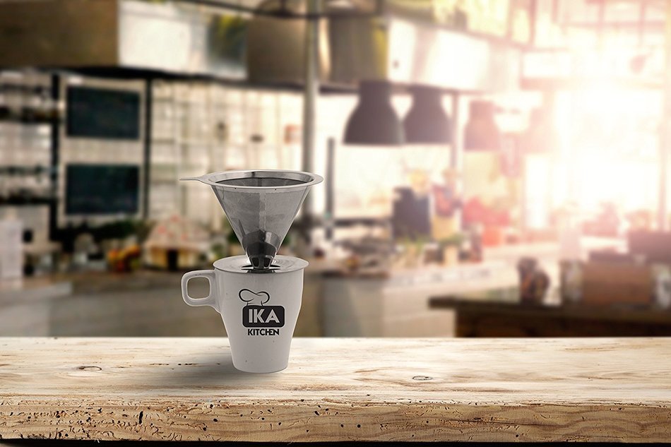 Clever Pour-Over Coffee Dripper by IKA KITCHEN - Stainless Steel Cone Brewer w/ Built-In Stand & Free Measuring... N8