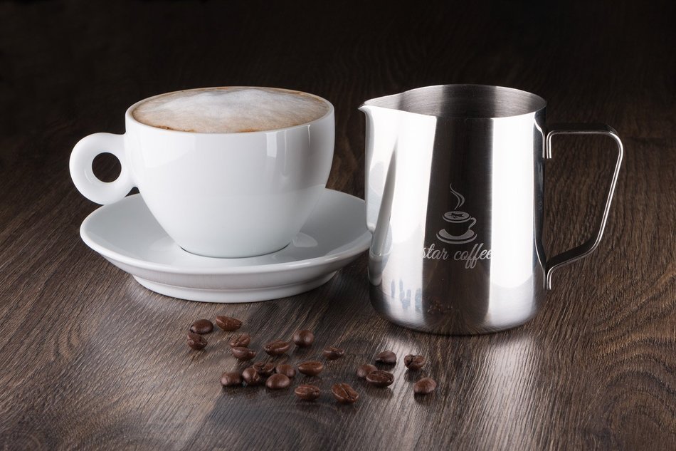 Star Coffee 12, 20 or 32oz Premium Stainless Steel Frothing Pitcher with Measurement Scales on Both Sides for... N10