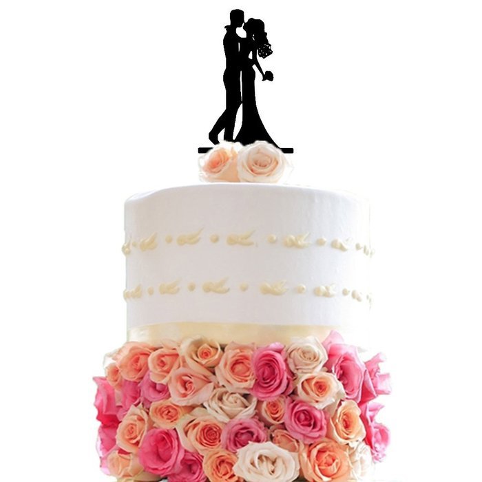 Ecape Acrylic Cake Topper of Engagement and Wedding with Groom Holding Bride Black Pack of 1 N8