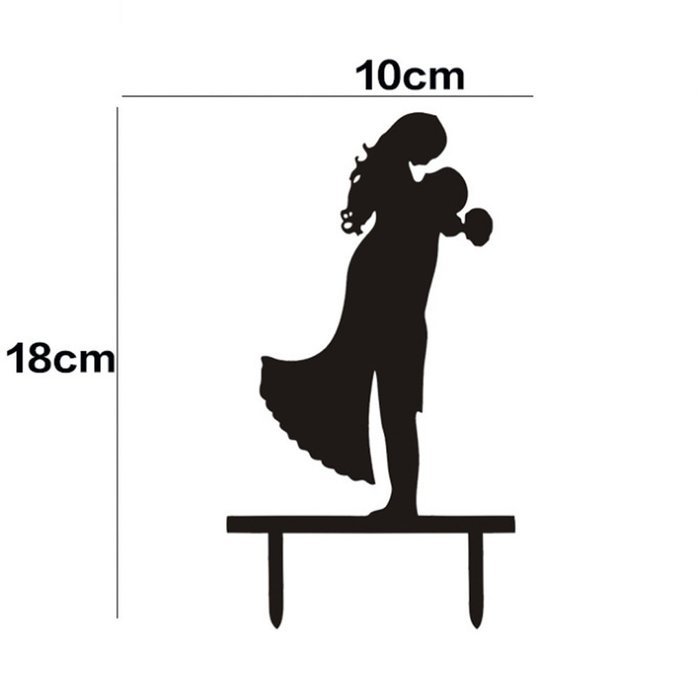 Ecape Acrylic Cake Topper of Engagement and Wedding with Groom Holding Bride Black Pack of 1 N10