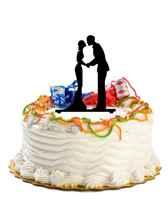Ecape Acrylic Cake Topper of Engagement and Wedding with Groom Holding Bride Black Pack of 1 N13