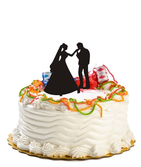 Ecape Acrylic Cake Topper of Engagement and Wedding with Groom Holding Bride Black Pack of 1 N14