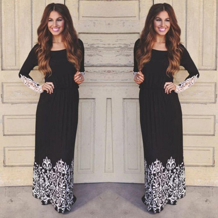 Evening Dress,Morecome Women Lace Long Sleeve Party Cocktail Maxi Long Dress