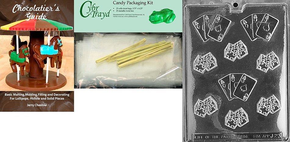 Cybrtrayd J023 Dice with Aces Chocolate Candy Mold with Exclusive Cybrtrayd Copyrighted Chocolate Molding Instructions N6