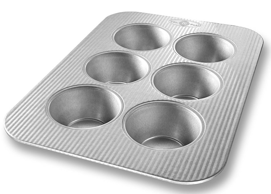 USA Pan Bakeware Aluminized Steel Texas Muffin Pan, 6-Well