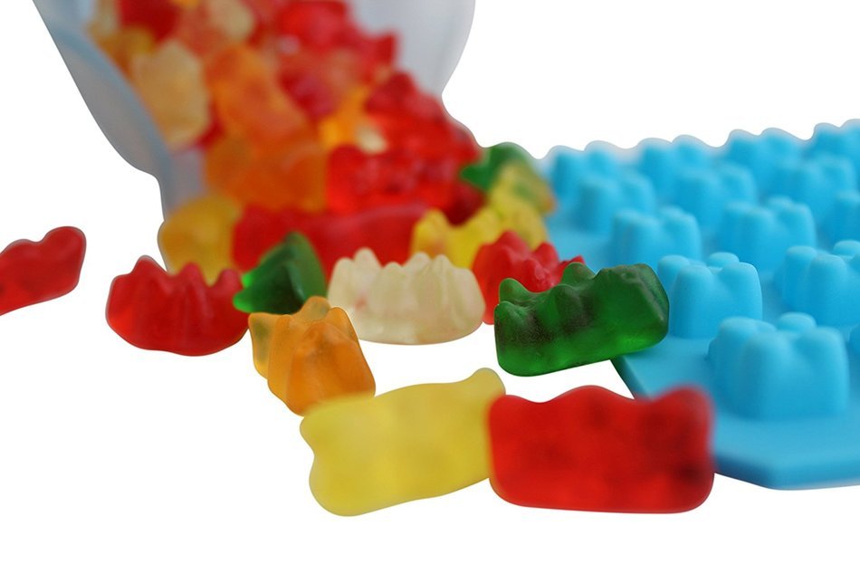 (2 Pack) 50 Cavity Silicone Gummy Bear & Chocolate Mold with BONUS SYRINGE! Best Gummy Bear Candy Mold, Healthy... N2