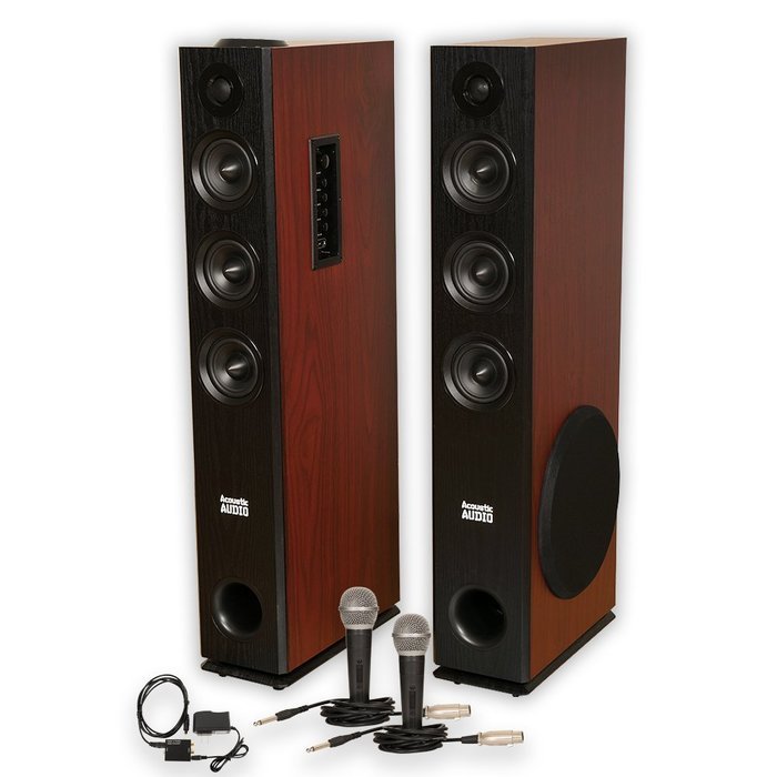 Acoustic Audio TSi550 Bluetooth Powered Floorstanding Tower Multimedia Speakers with Optical Input and Mics TSi550DM2 N2