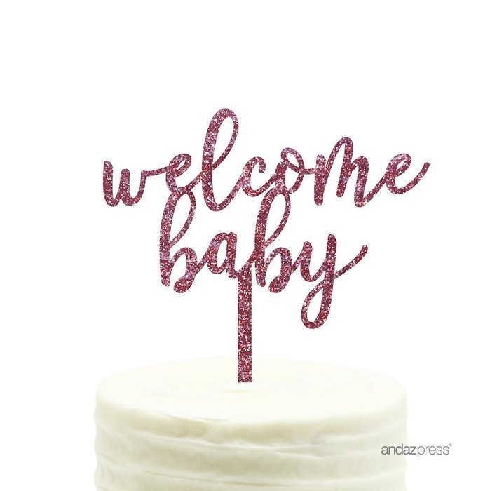 Andaz Press Baby Shower Acrylic Cake Toppers, Gold Glitter, Oh Baby, 1-Pack, Nautical Ocean Themed Party Decor... N48