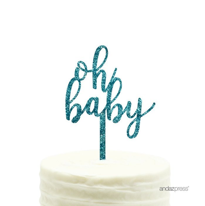 Andaz Press Baby Shower Acrylic Cake Toppers, Gold Glitter, Oh Baby, 1-Pack, Nautical Ocean Themed Party Decor... N55