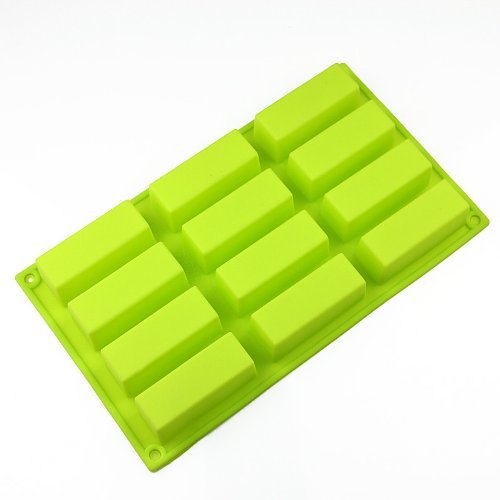 Wholeport 12-Oblongs Cake Mold Silicone Cake Pan Handmade Biscuit Mold N2
