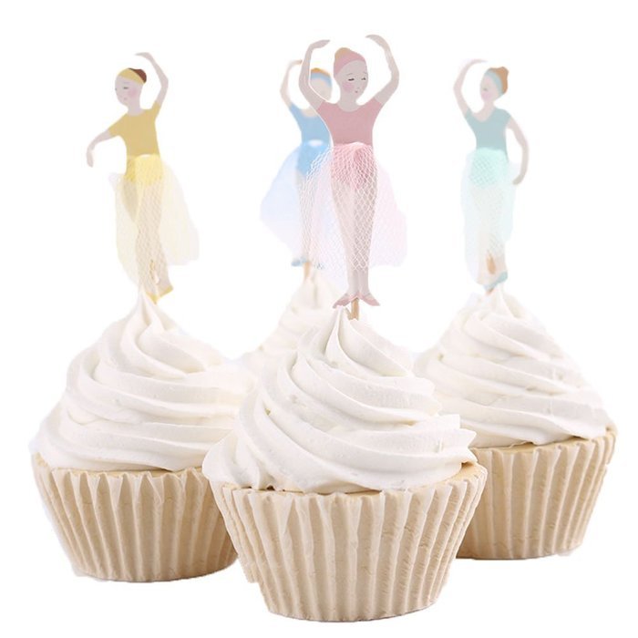 BETOP&reg; Set of 24 Pieces Cute Ballet Dancer Girls Fairy Peri Dessert Muffin Cupcake Toppers for Picnic Wedding... N4