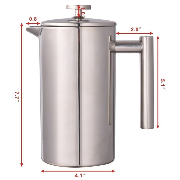 34 OZ Double Wall Stainless Steel Coffee Plunger 8-Cup French Coffee Press Maker N6