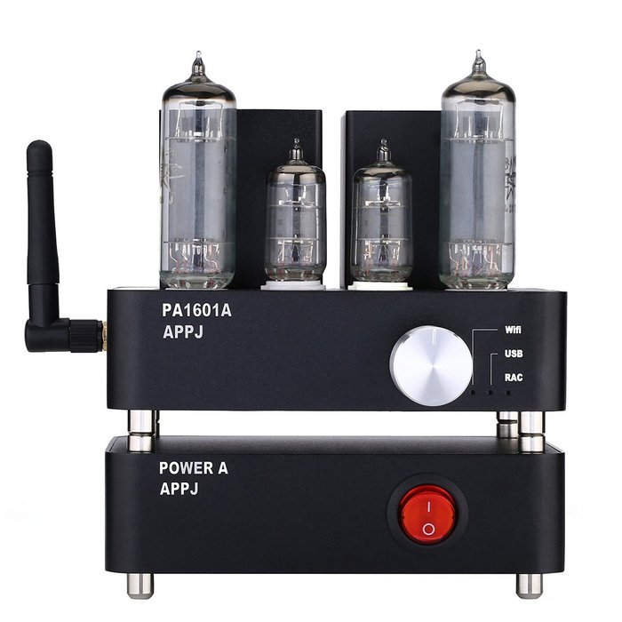 APPJ 1601A Wifi mini Decoder+tube amplifier, AUX/Smart Phone/SD Card/PC/Flash Disk Input (Black) N2