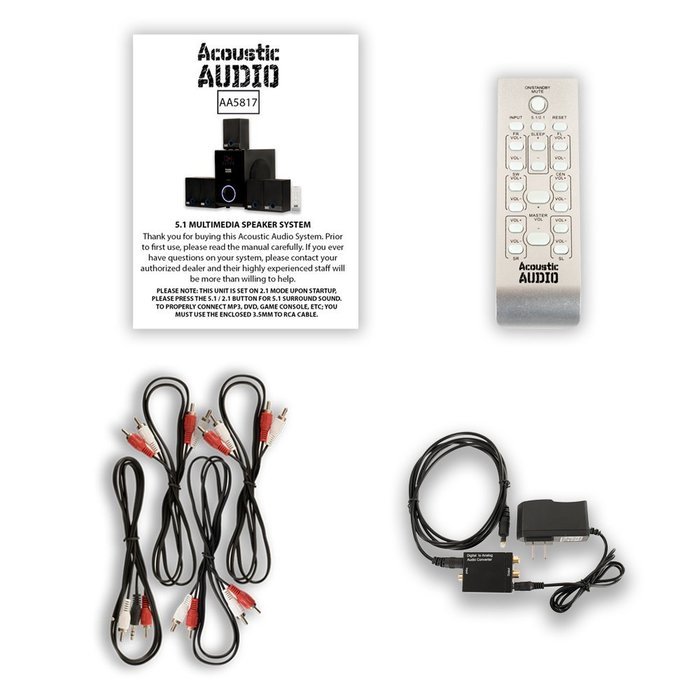 Acoustic Audio AA5817 Home Theater 5.1 Speaker System with Optical Input Surround Sound N2