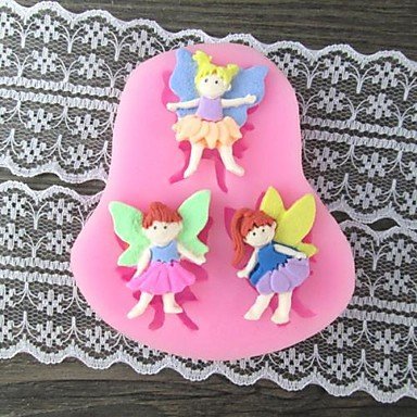 Sher Three Girl with Wing Baking Fondant Cake Mold,L7.4cmW6.7mH1cm N2