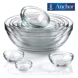 Anchor Hocking 10-piece Clear Mixing Bowl Set, Comes Complete To Bake, Serve and Store, Dishwasher Safe N2